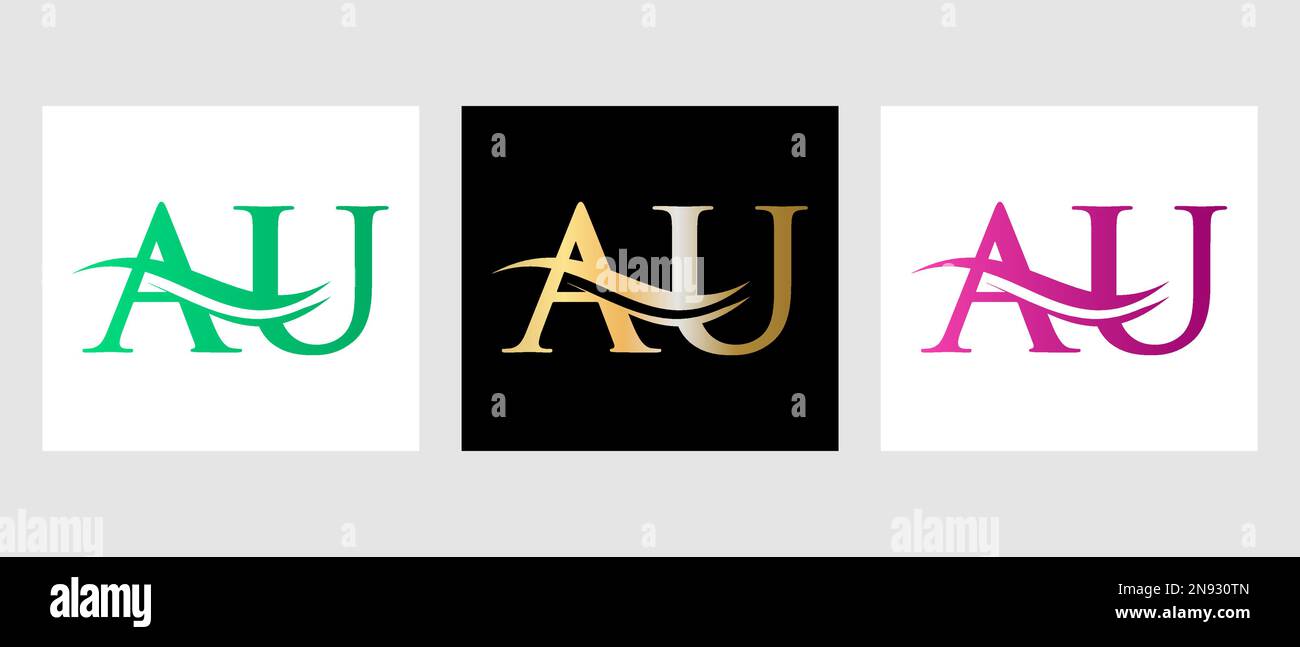 Initial Monogram Letter AU Logo Design. AU Logotype Template Stock Vector