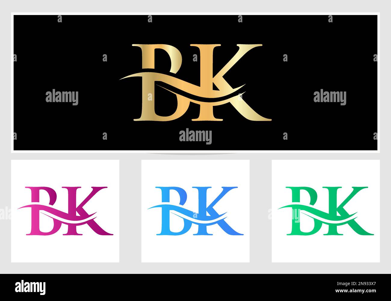 Initial Monogram Letter BK Logo Design. BK Logotype Template Stock Vector