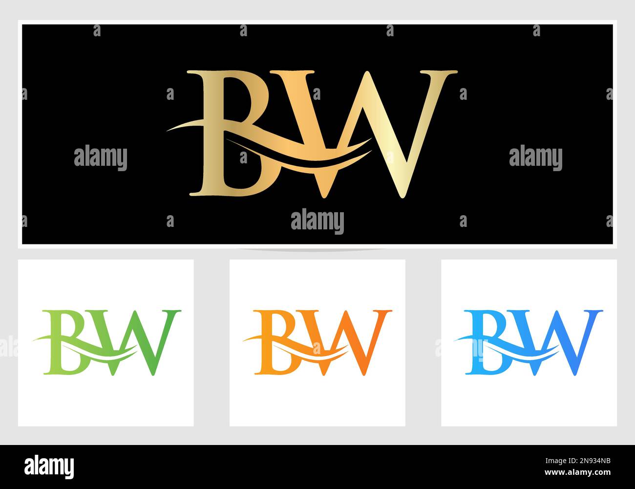 Initial Monogram Letter BW Logo Design. BW Logotype Template Stock Vector