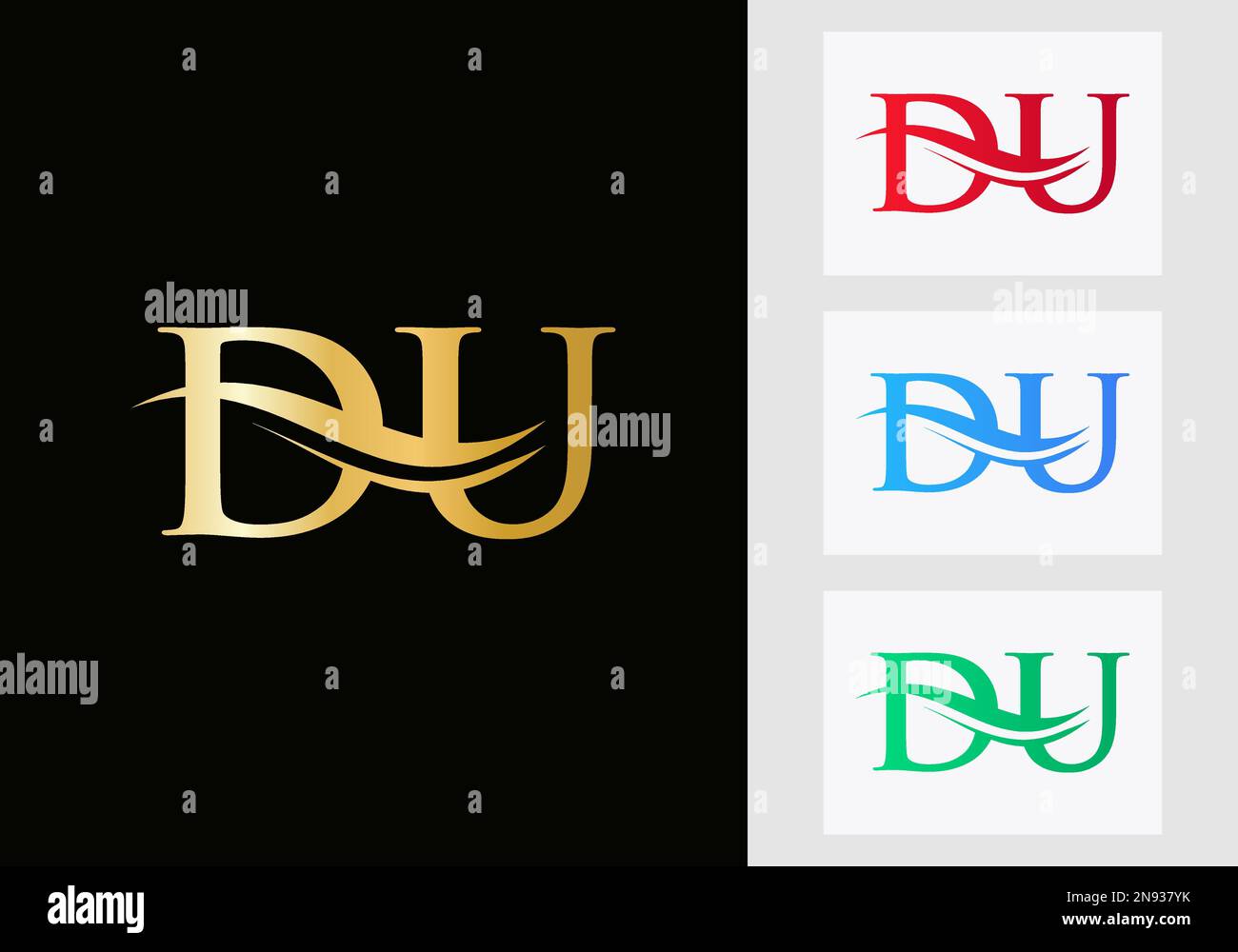 Initial Monogram Letter DU Logo Design. DU Logotype Template Stock Vector
