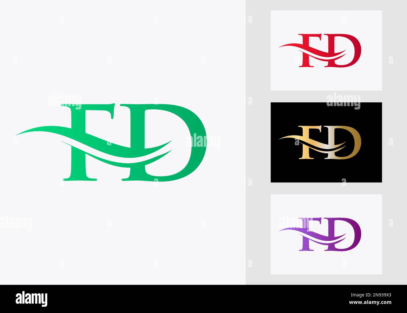 Initial Monogram Letter FD Logo Design. FD Logotype Template Stock Vector