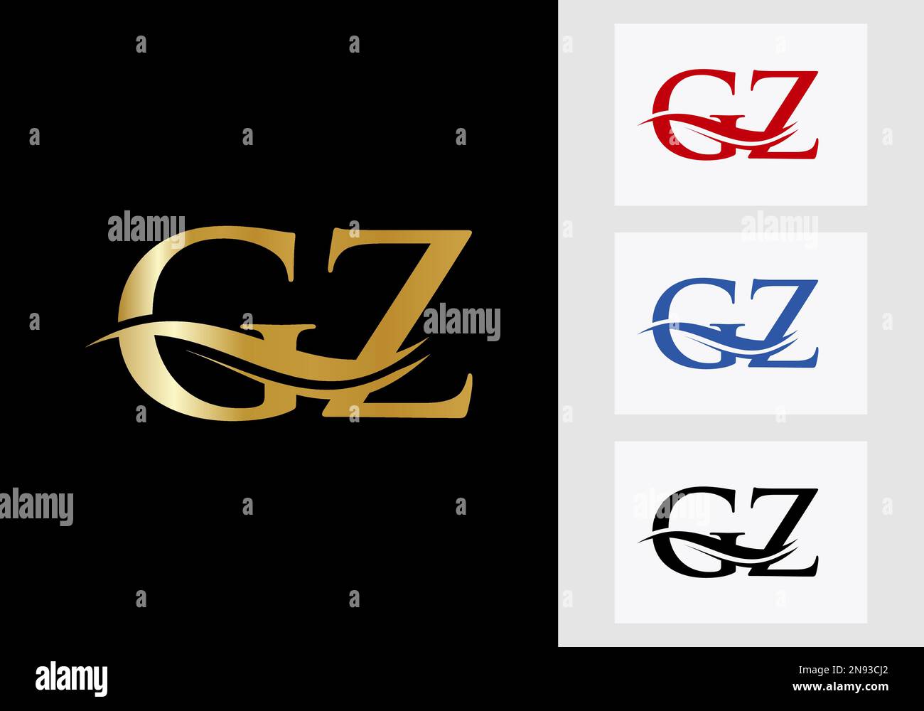 Initial Monogram Letter GZ Logo Design. GZ Logotype Template Stock Vector