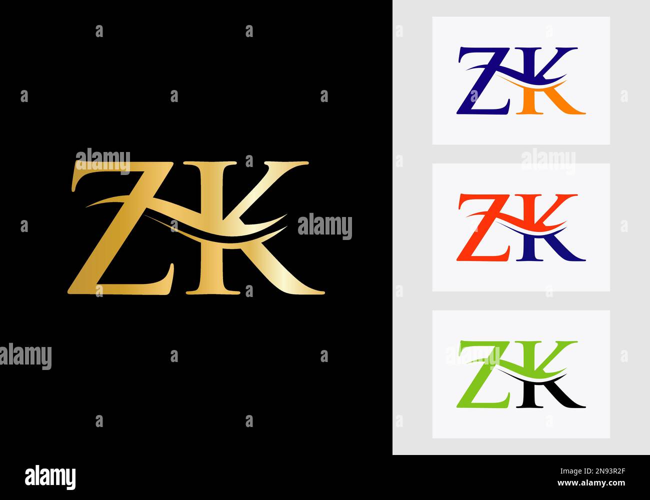 Initial Monogram Letter ZK Logo Design. ZK Logotype Template Stock ...