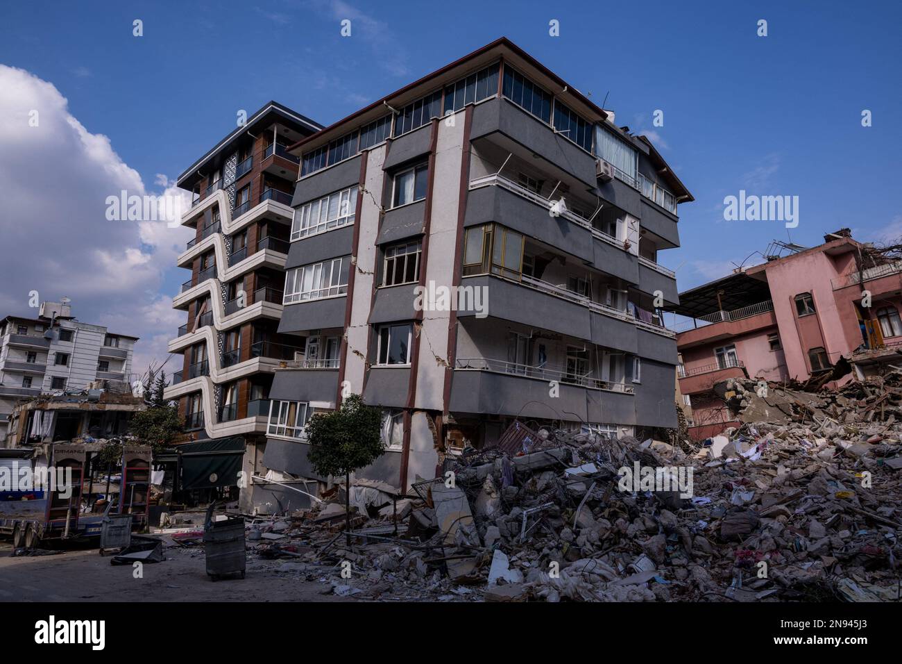 Leaning buildings are seen in the city of Hatay (or Antakya or Antioch
