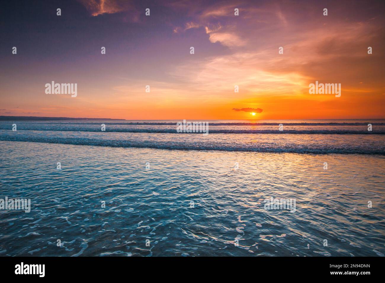 Beach sunrise or sunset over the tropical sea and sky with clouds Stock ...