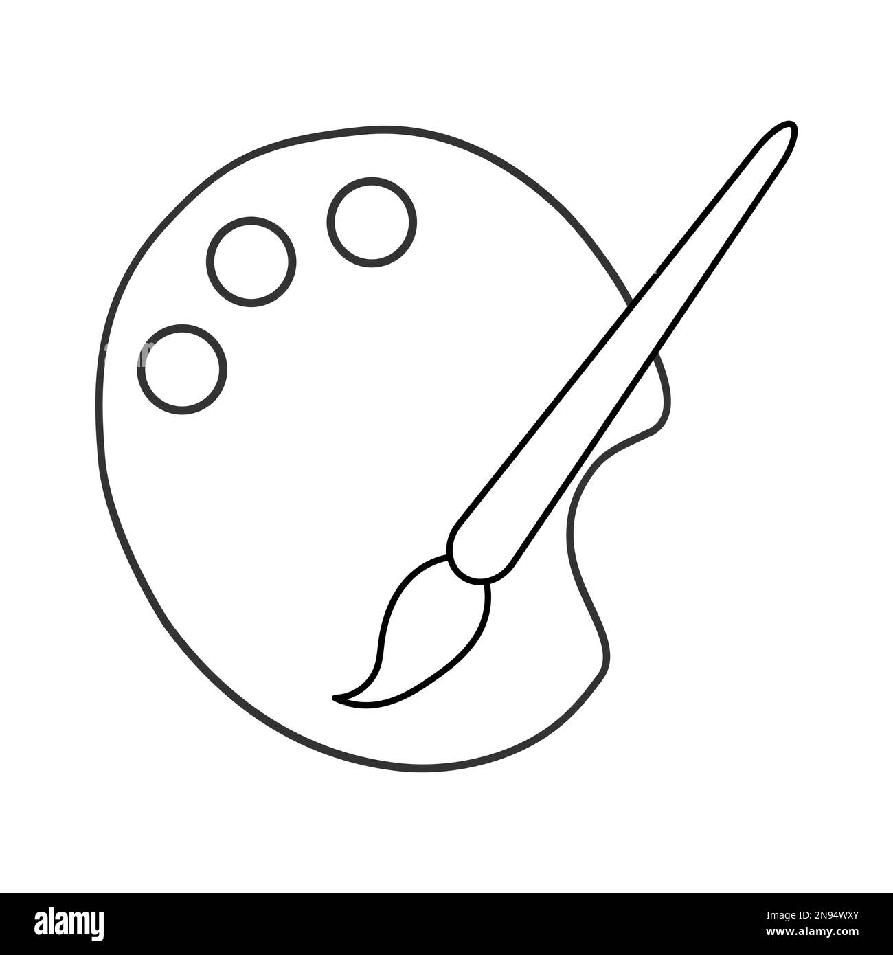 Flat art tool palette with paints color, artist web design graphic