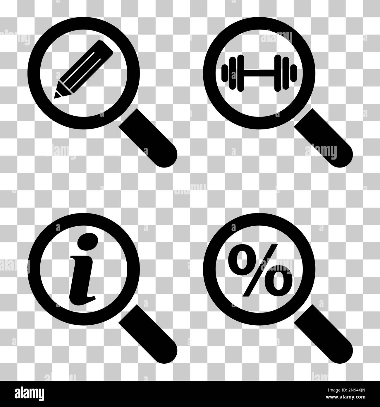 Set of Magnifying glass icon, zoom find focus symbol, loupe web ...