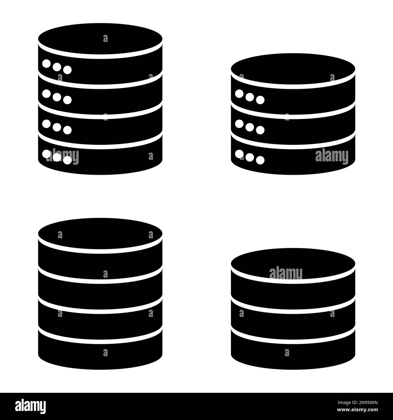 Set of Database storage icon, internet network server cloud data symbol ...