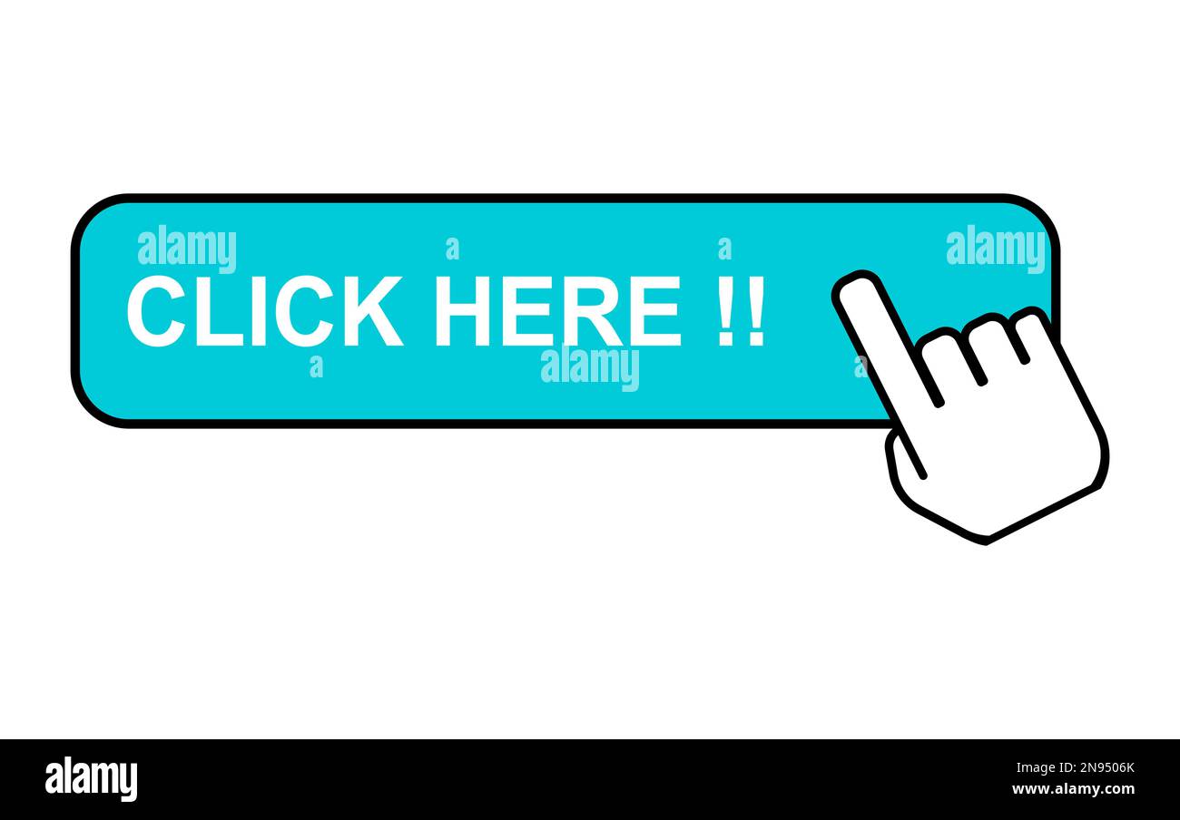 Click here web button, internet flat pointer design, press link vector illustration . Stock Vector