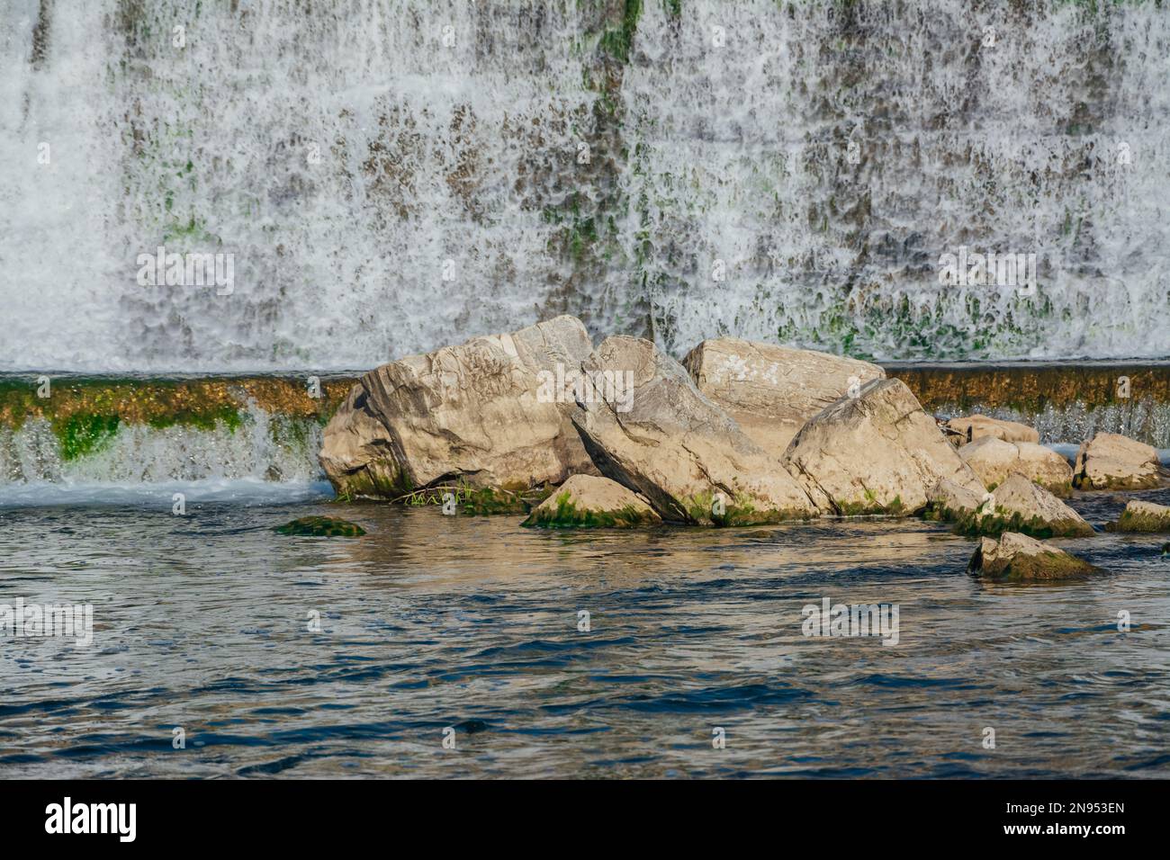 beautiful waterfall water intake rocks water bubbling Stock Photo - Alamy