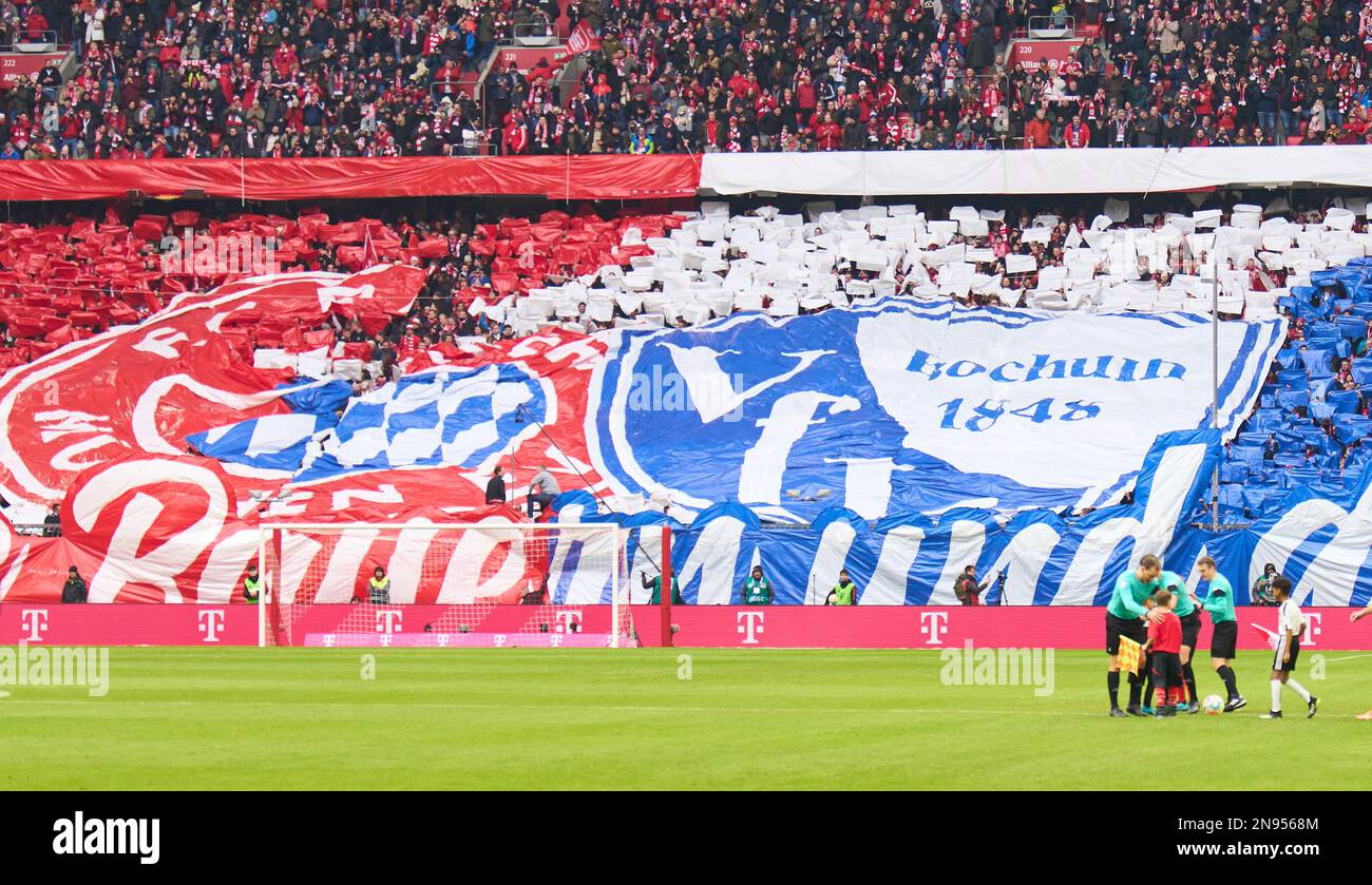 FCB fans friendship with VFL fans in the match FC BAYERN MUENCHEN - VFL  BOCHUM 3-0 1.German Football League on Feb 11, 2023 in Munich, Germany.  Season 2022/2023, matchday 20, 1.Bundesliga, FCB,