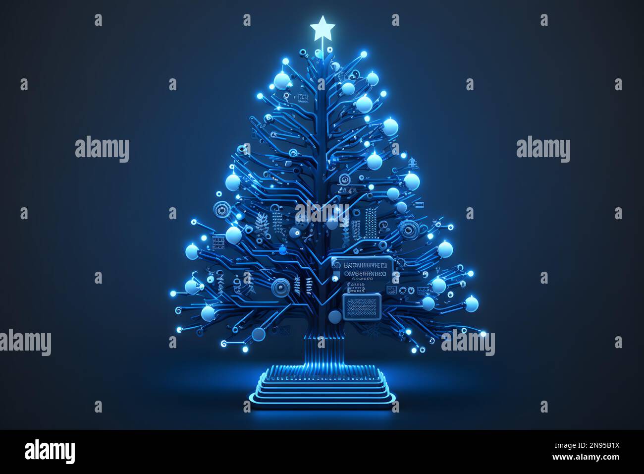electronic Christmas tree created with generative AI technology. High
