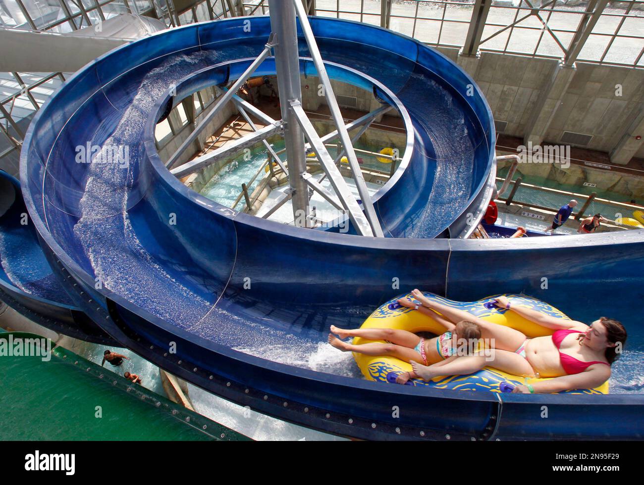 In this Aug. 8, 2012 photo, visitors ride on the La Chute at the Jay