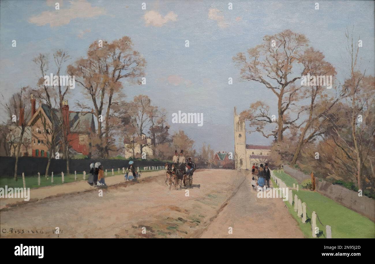 The Avenue, Sydenham by French Impressionist painter Camille Pissarro at the National Gallery, London, UK Stock Photo
