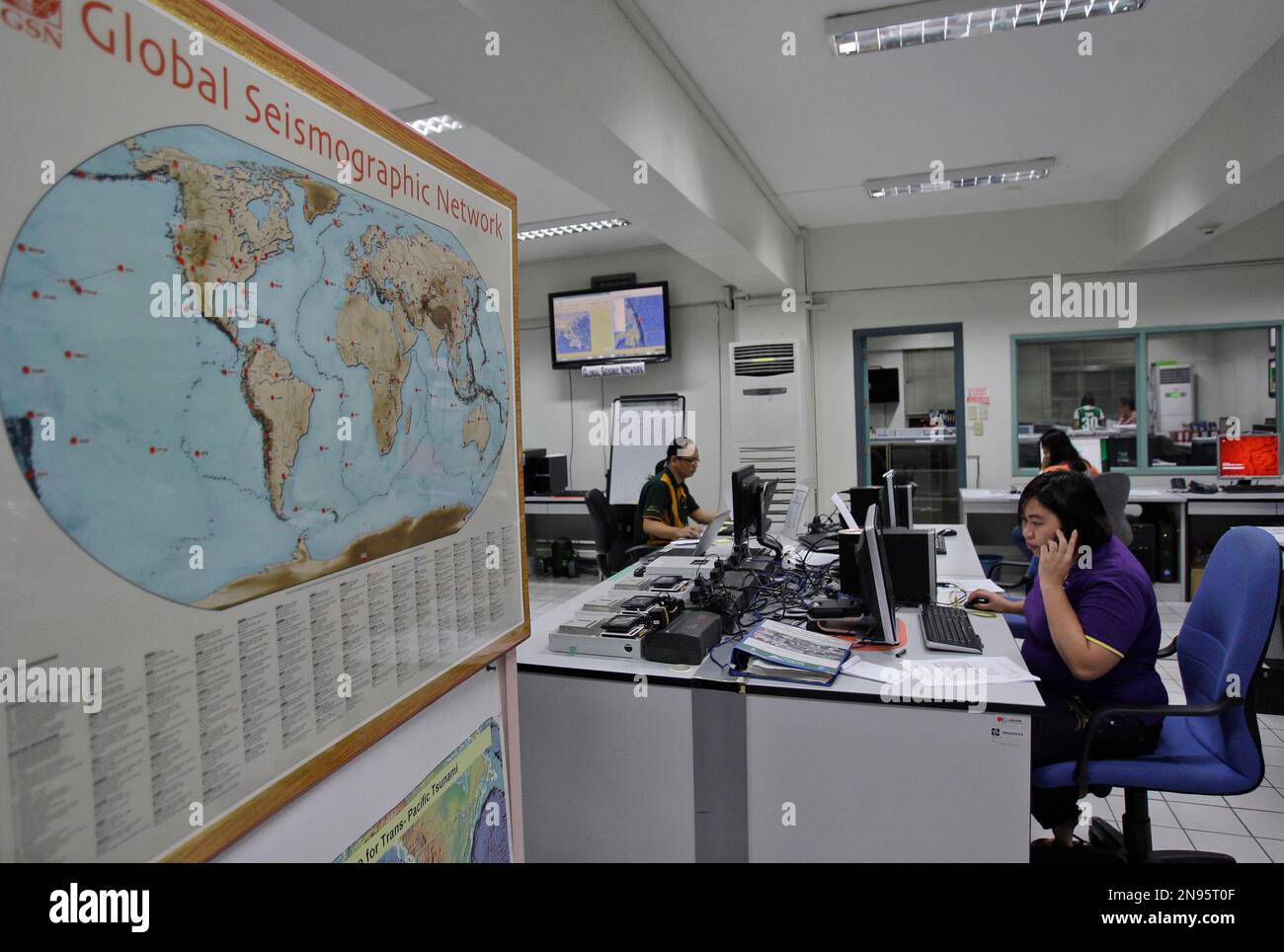Filipino staff continue to monitor earthquake activities at the