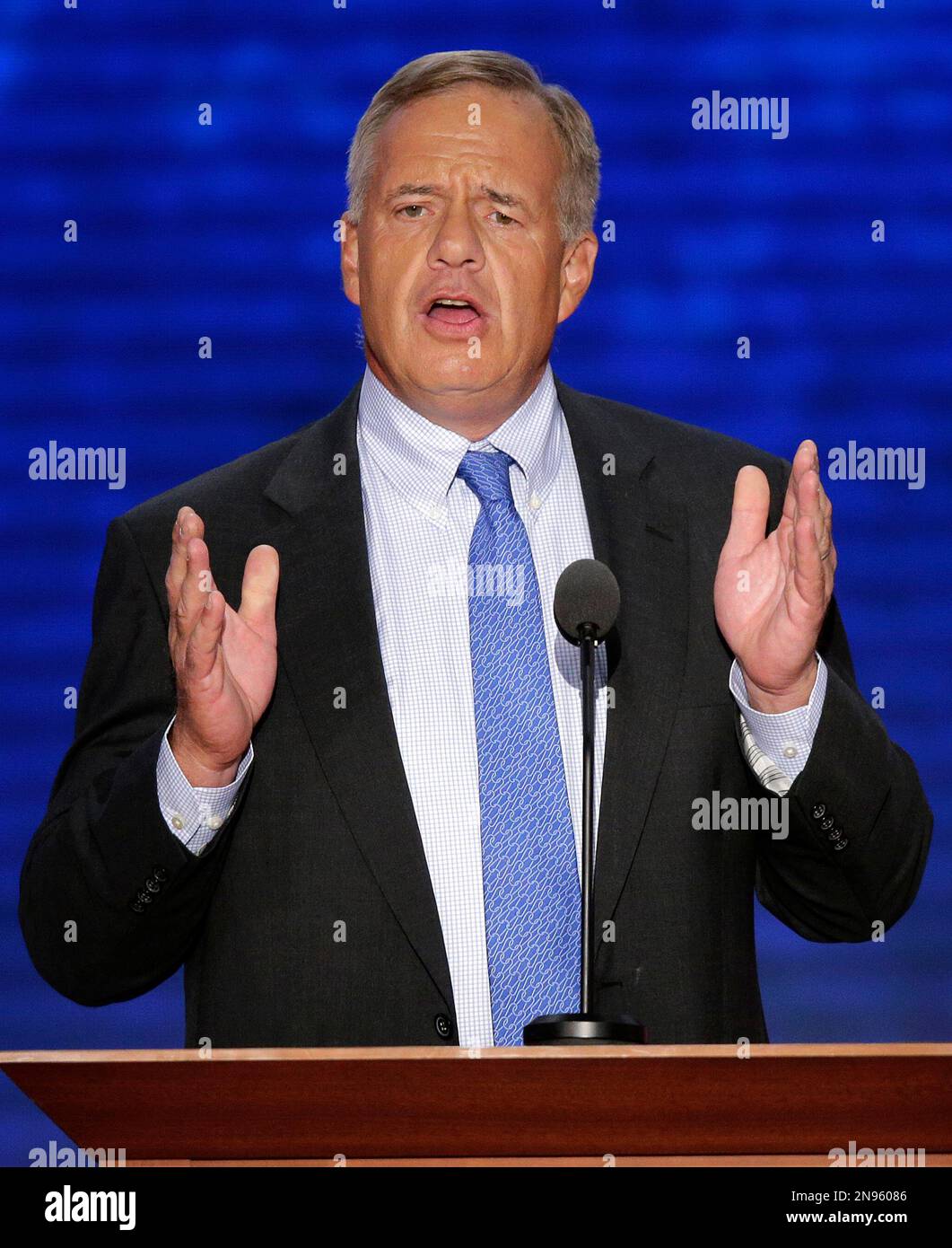 Tom Stemberg, founder of Staples office supply stores, addresses the Republican National