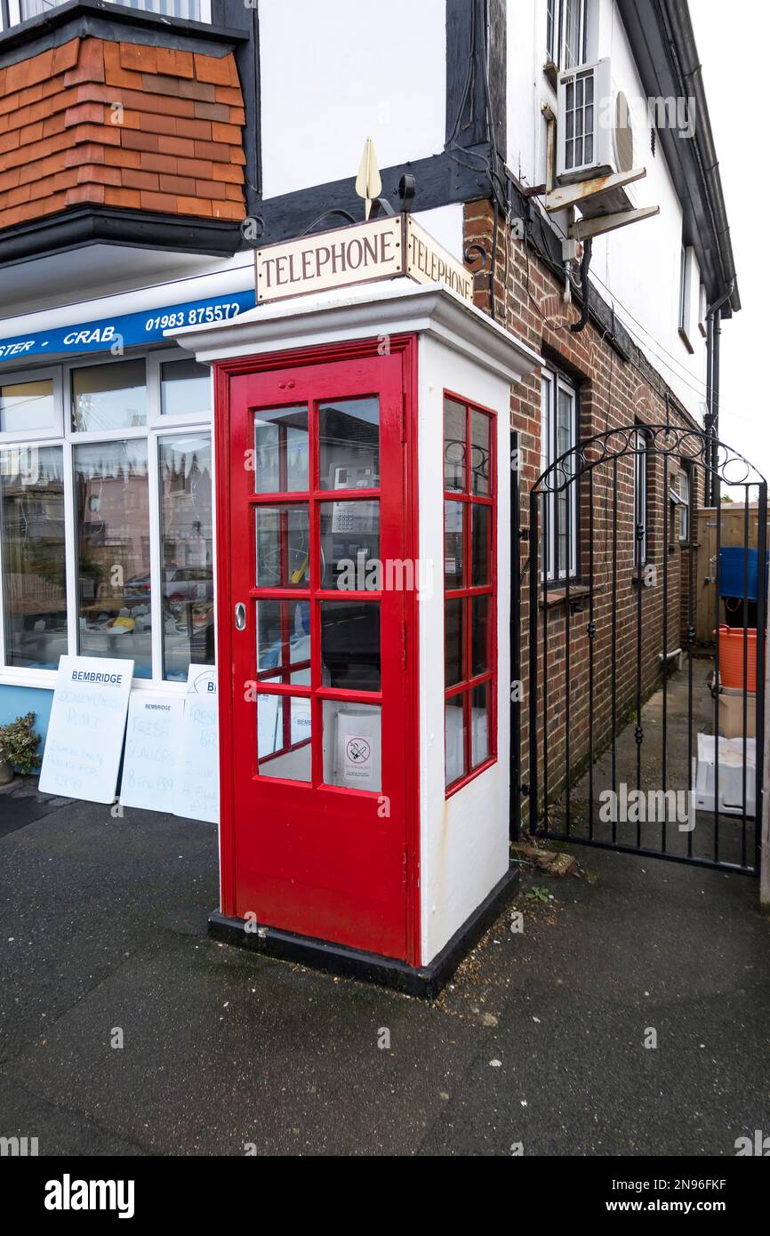 Edwardian telephone box High Street Bembridge Isle of Wight Stock Photo