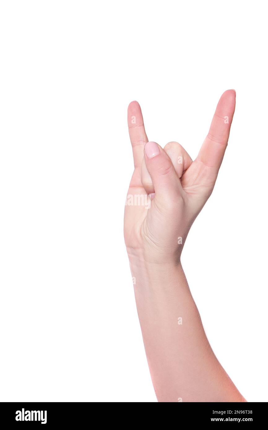 hand devil horns gesture isolated white background Stock Photo Alamy