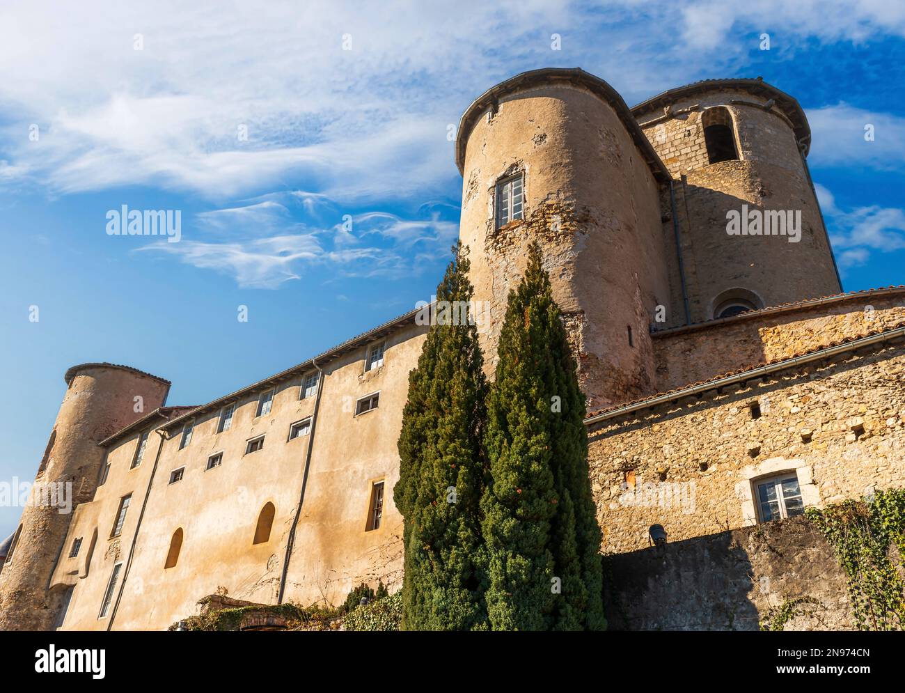 Palace of the bishops in Saint Lizier, in Ariege, in Occitanie, France Stock Photo