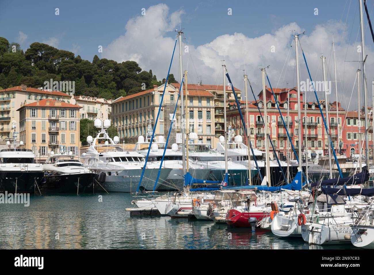 France, Nice, yachts, the harbour and waterfront. Stock Photo