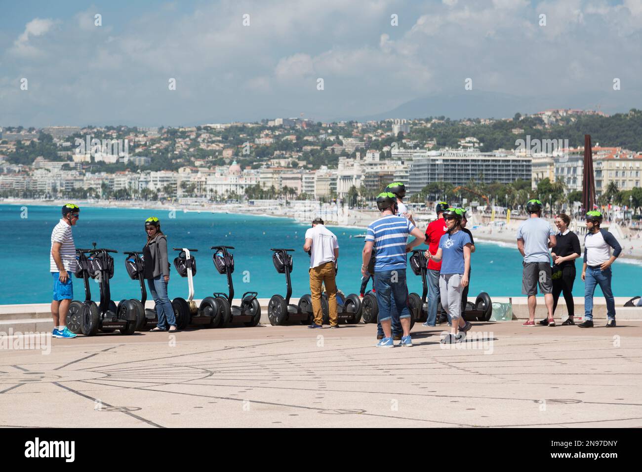 France, Nice, Segways along aisle des Anglaise. Stock Photo