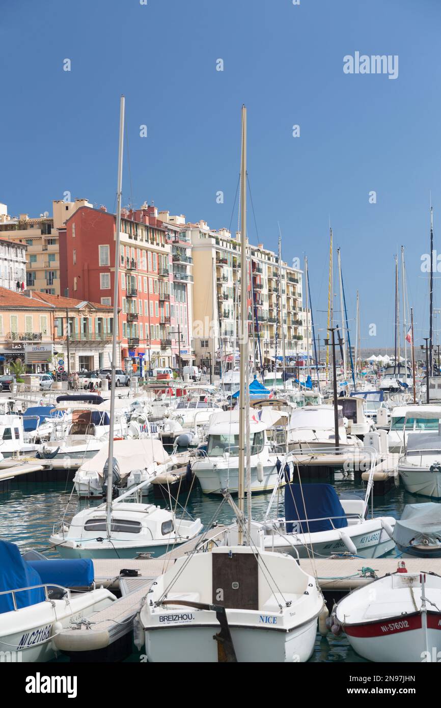 France, Nice, yatchs in the harbour. Stock Photo