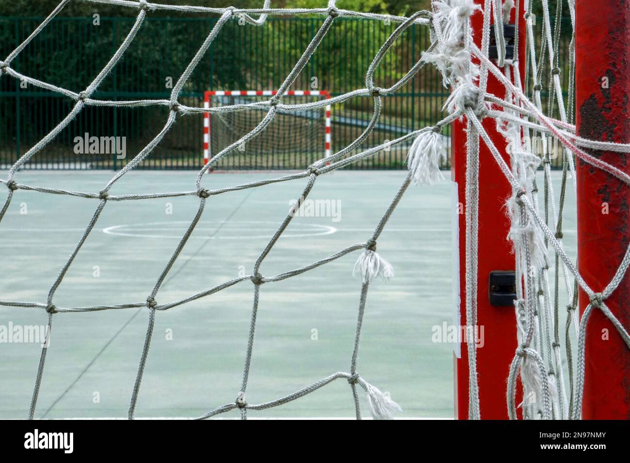 old abandoned street soccer goal sport equipment Stock Photo Alamy