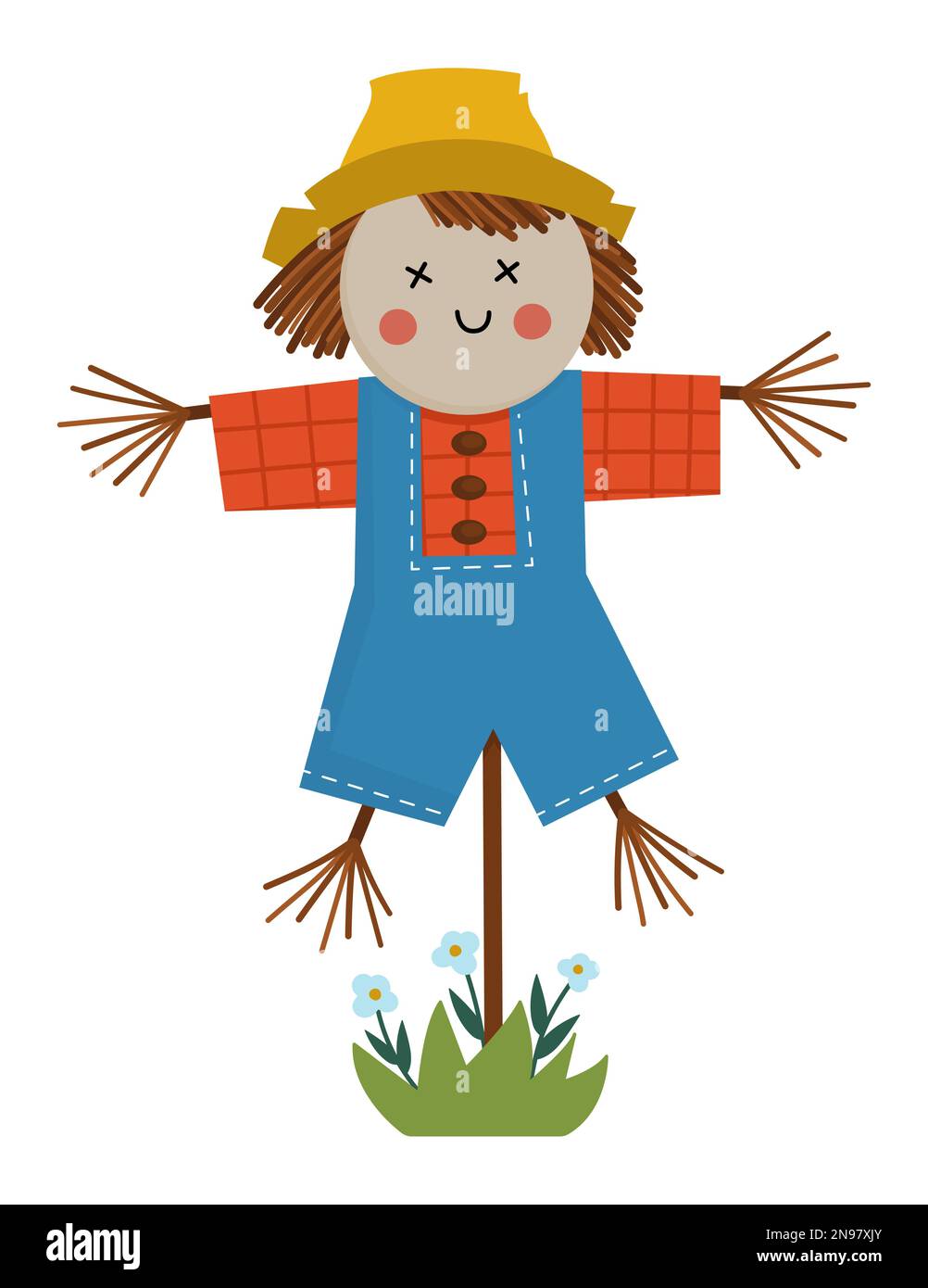 Vector scarecrow isolated on white background. Flat spring garden ...