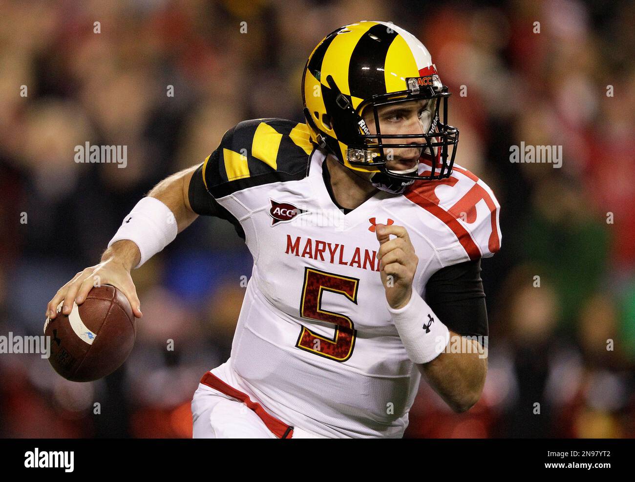 FILE - In this Nov. 12, 2011 file photo, then-Maryland quarterback ...