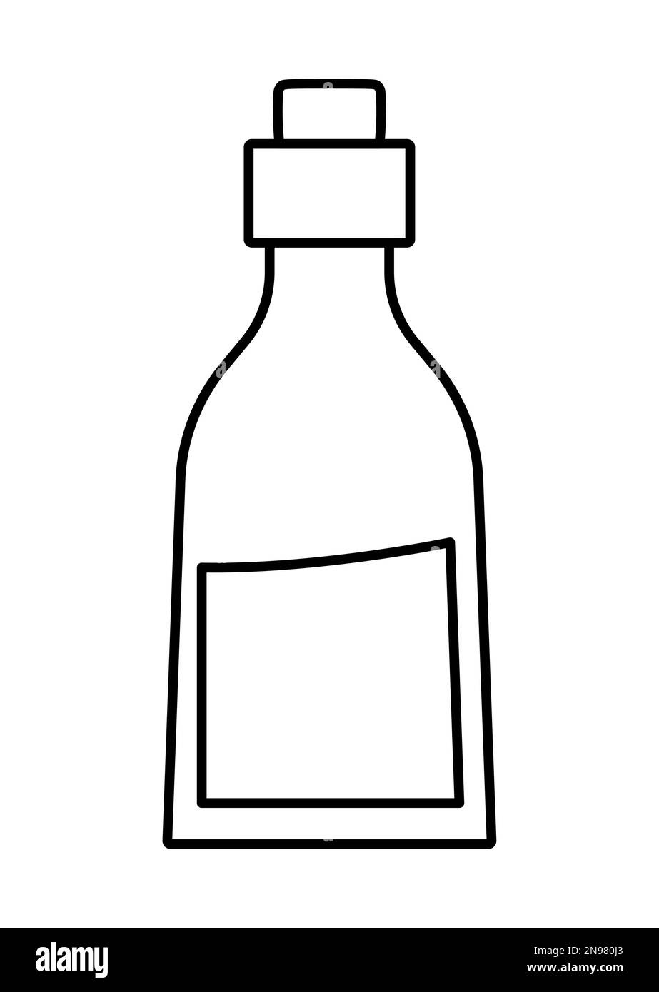 Vector black and white glass bottle with milk isolated on white ...