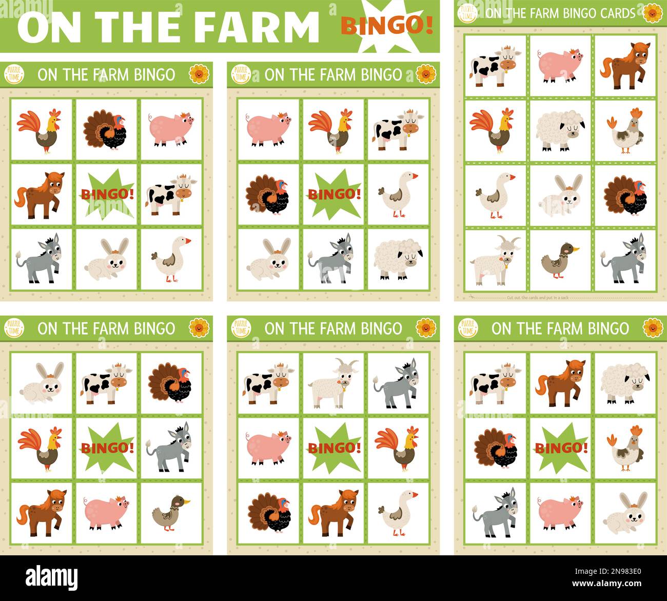 Fun Learning With Printable Farm Animal Bingo Cards Cards Printables