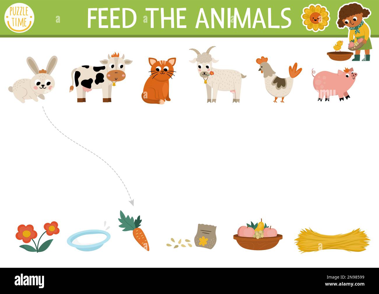 What they eat, matching game with farm animals for children, fun education  game for kids, educational task for the development of logical thinking, pr  Stock Vector Image & Art - Alamy