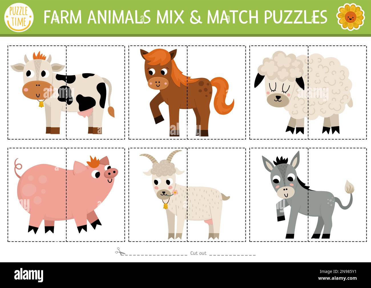 vector-on-the-farm-mix-and-match-puzzle-with-cute-farm-animals-matching-rural-countryside-activity-for-preschool-kids-educational-printable-game-wit-stock-vector-image-art-alamy for Free Printable Farm Animal Clipart Vector on the farm mix and match puzzle with cute farm animals. Matching rural countryside activity for preschool kids. Educational printable game wit Stock Vector Image & Art - Alamy for Free Printable Farm Animal Clipart