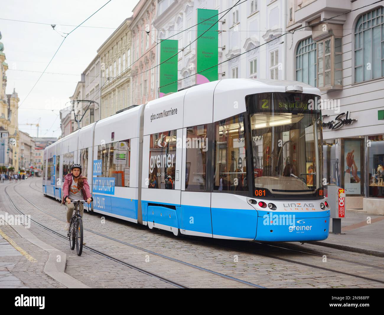 Linz, Austria - August 6, 2022 : public transport in the city. tram on ...