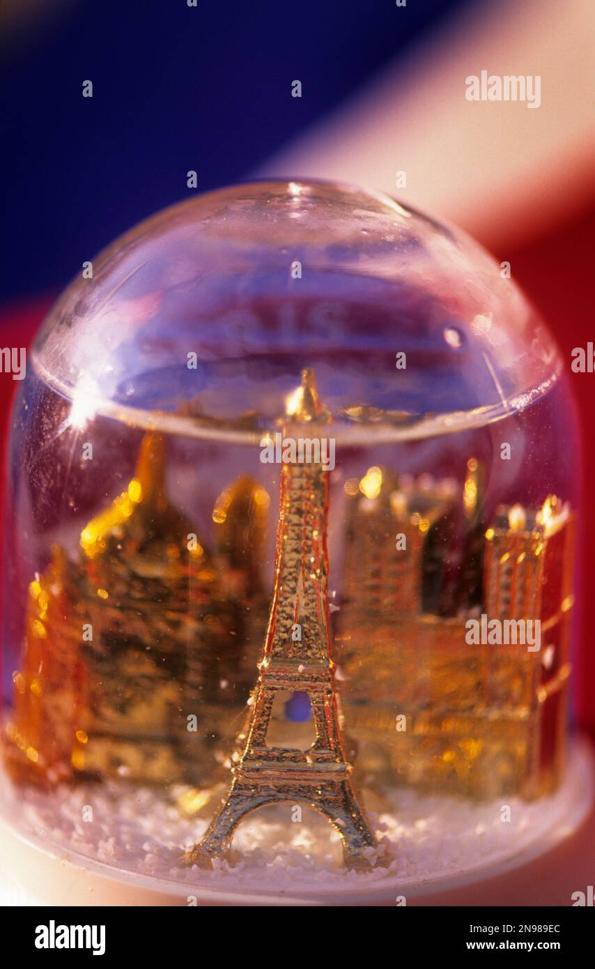 France, Paris, souvenir depicting Paris in 'snow' bubble. Stock Photo