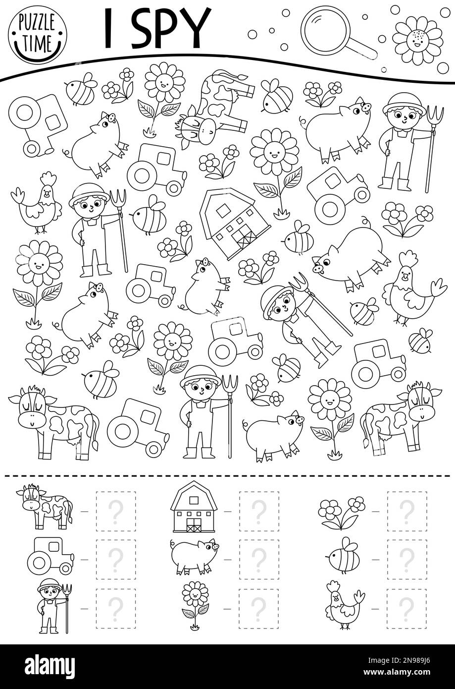 Farm Animal Themed I Spy Game Free Printable for Kids