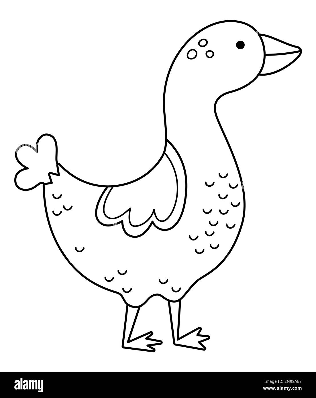 Vector black and white goose icon. Cute cartoon gander illustration for