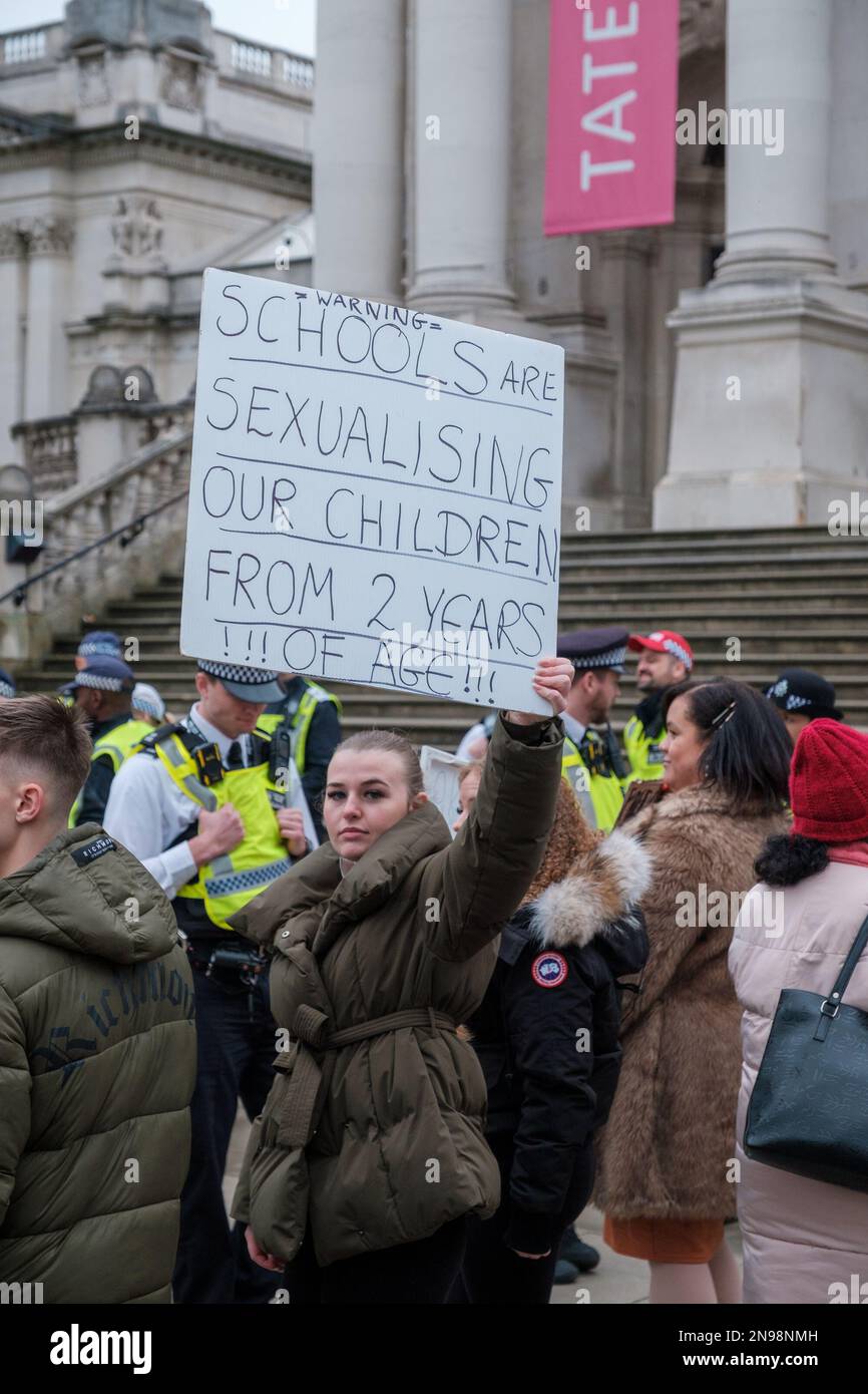 Pro LGBT+ Counter a Far Right Protest outside Tate Britain to stop Drag ...