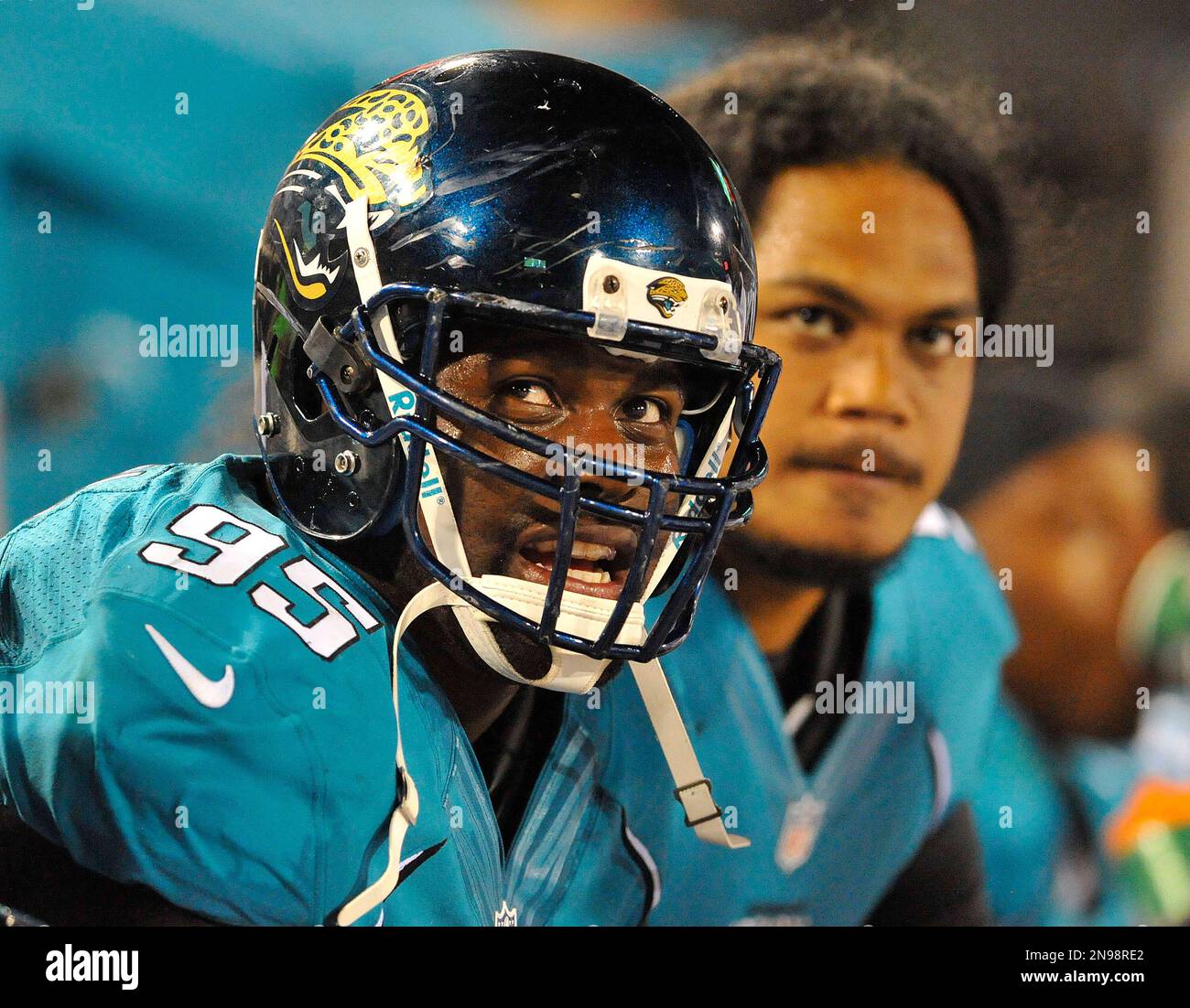 antonion smith preseason helmet Jacksonville Jaguars defensive tackle D'Anthony Smith (95) watches from the  bench during the second half of an NFL preseason football game after the  game Friday, Aug. 10, 2012, in Jacksonville, Fla. (AP