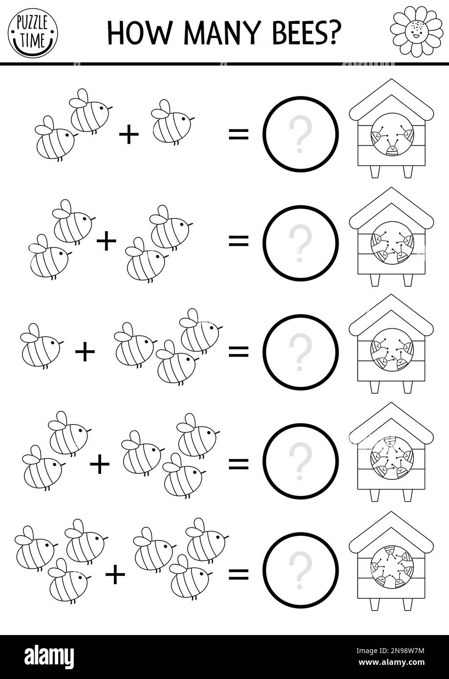 How Many Bees Game With Cute Insects On The Farm Black And White Math How Many Bees Game With Cute Insects On The Farm Black And White Math