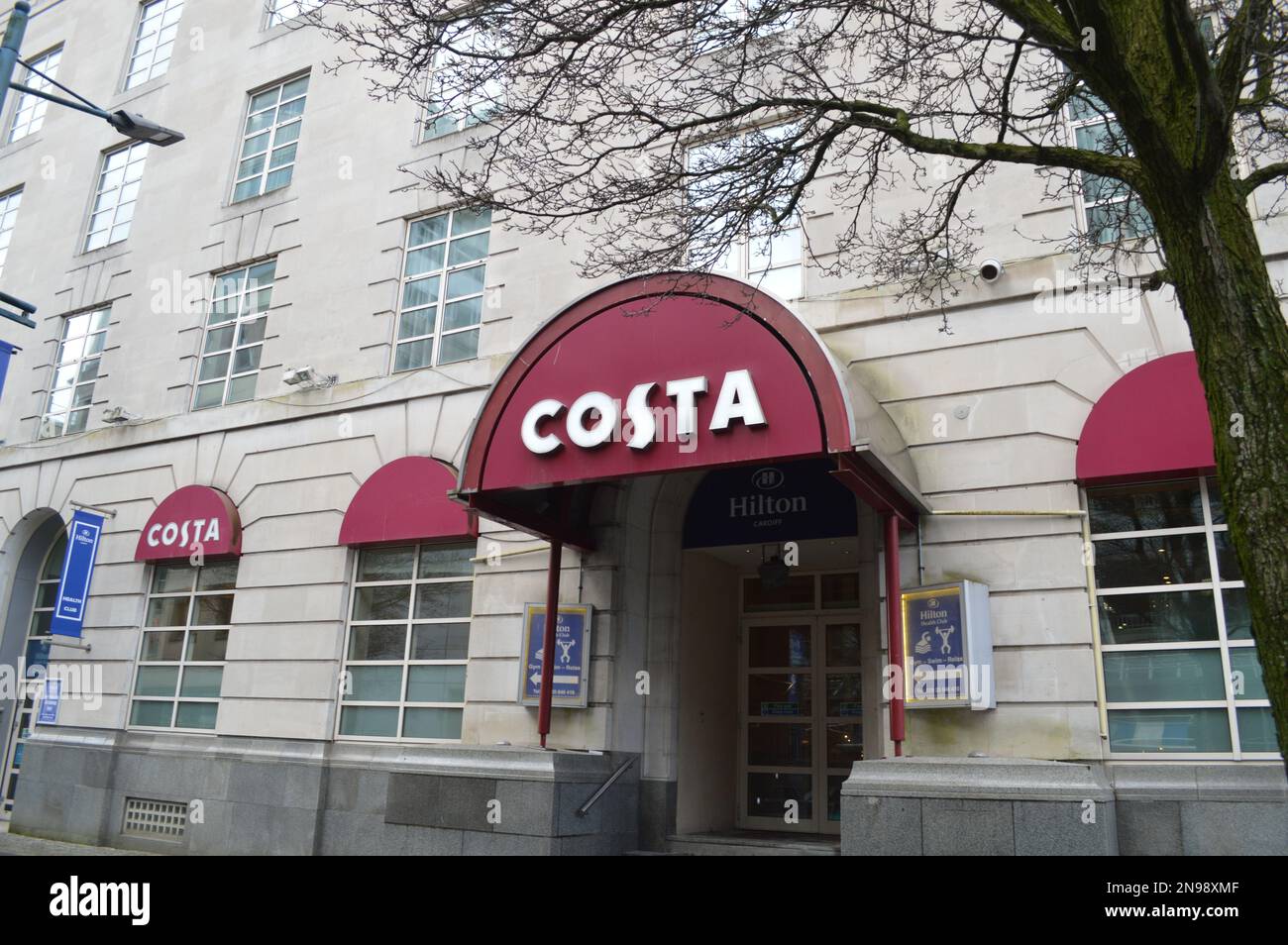 31st January 2023, Cardiff, Wales, United Kingdom. Costa Coffee outlet at the Hilton Hotel. Stock Photo