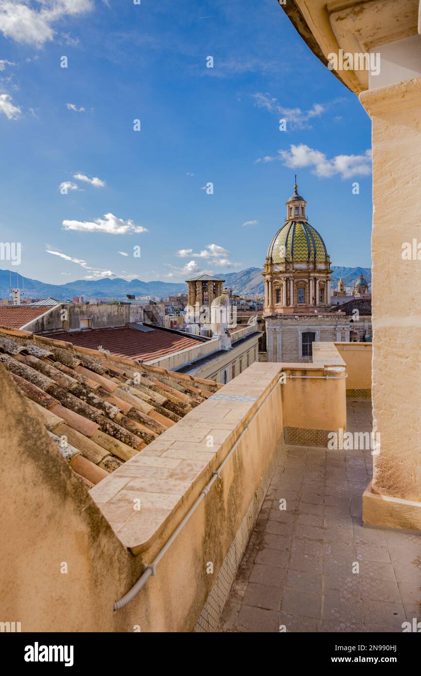 The city of Palermo seen from the rooftops, Sicily Stock Photo