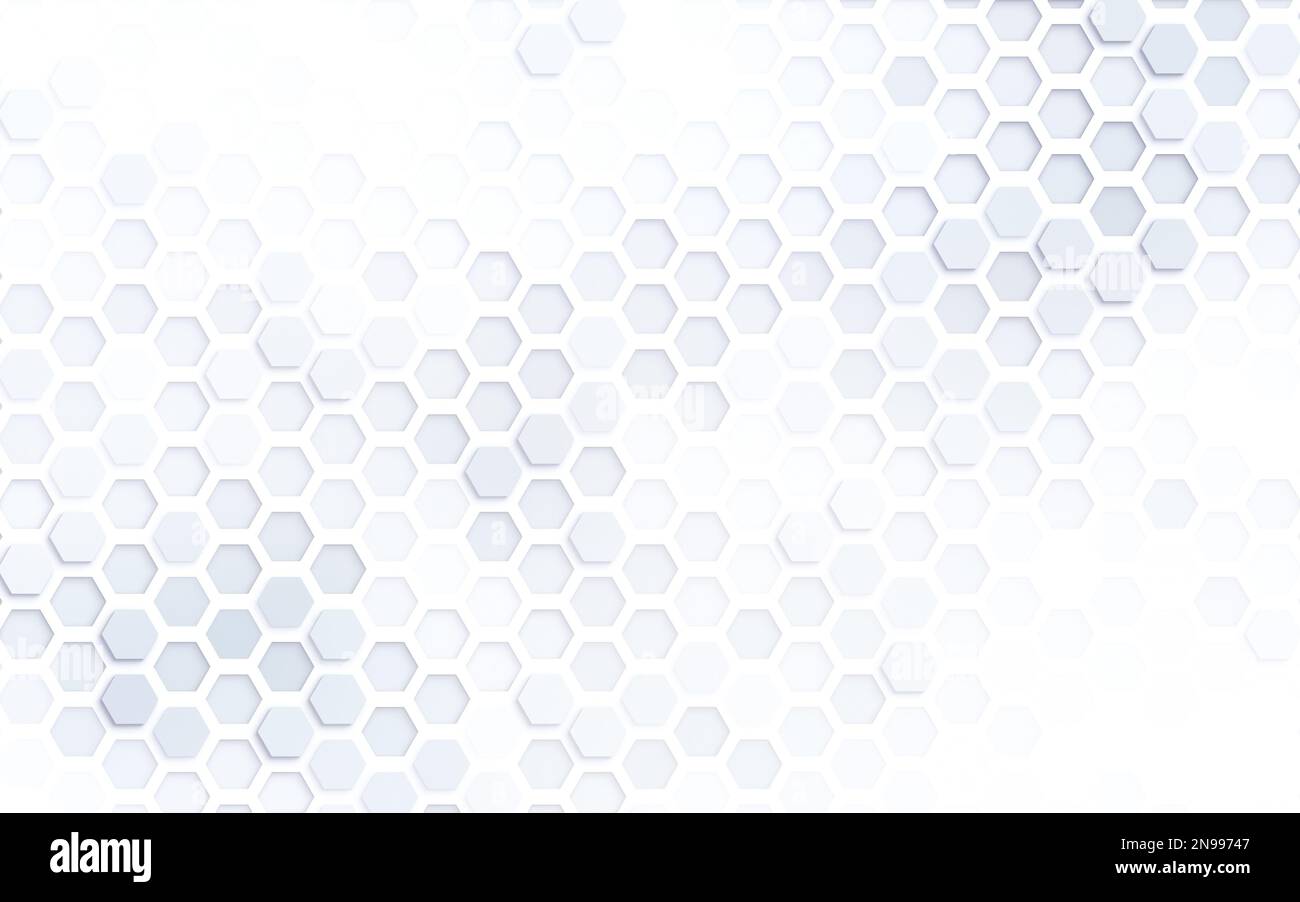 Light gray 3d hexagon grid pattern on white. Technology, connection and