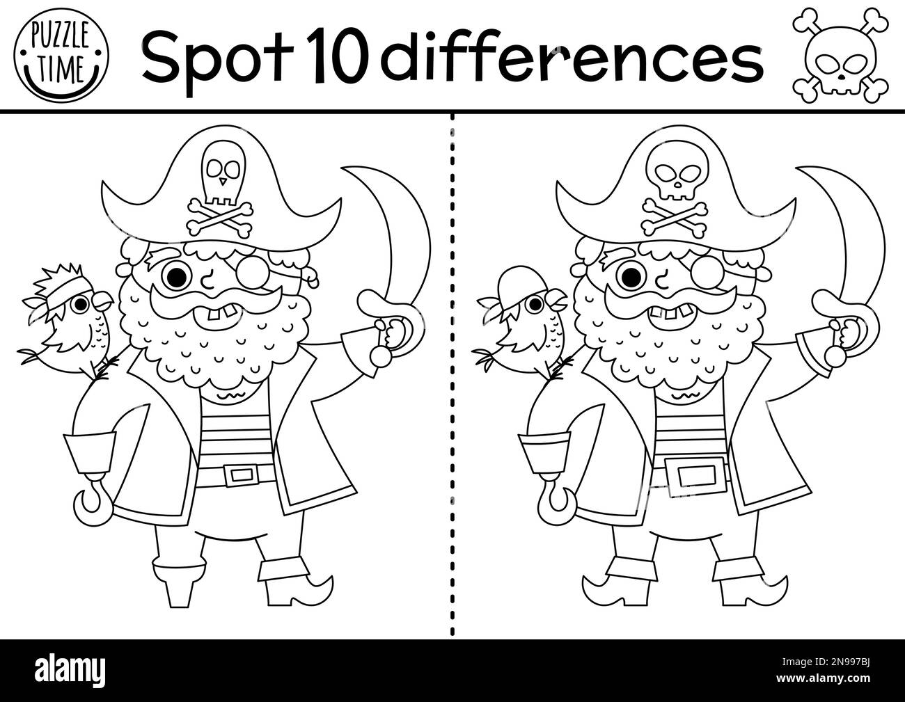 Find differences game for children. Black and white educational activity  with cute crab, sponge, sea landscape. Ocean life line puzzle for kids with  b Stock Vector Image & Art - Alamy