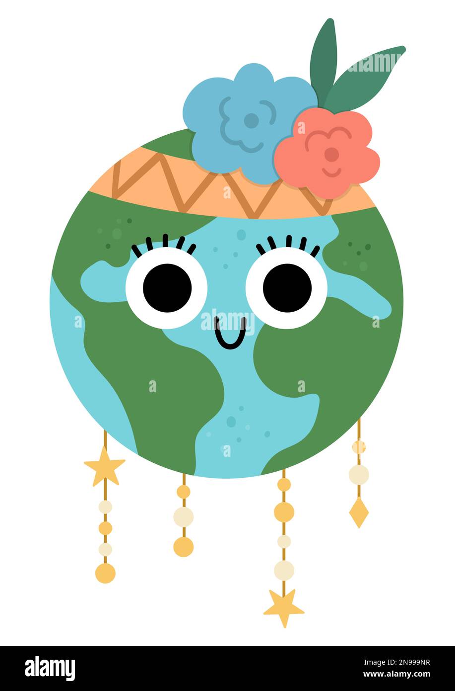Vector earth for kids. Earth day illustration with cute kawaii smiling ...