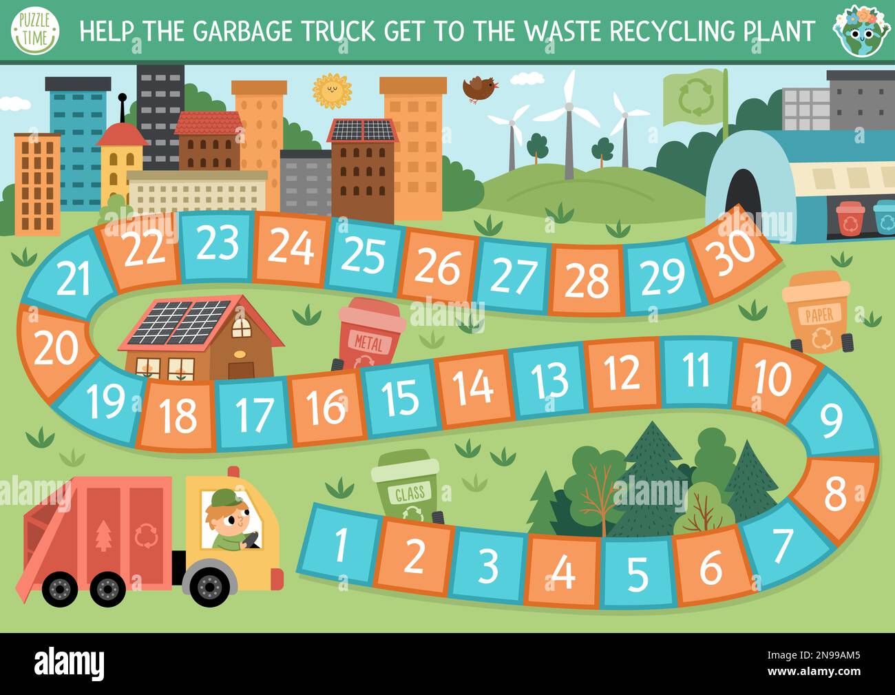 Ecological dice board game for children with garbage truck going to waste  recycling plant. Earth day boardgame. Nature protection printable worksheet  Stock Vector Image & Art - Alamy