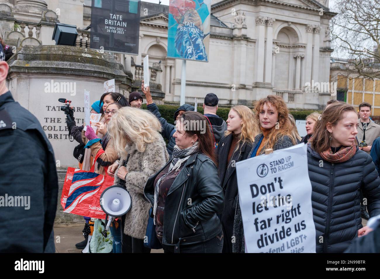 Pro LGBT+ Counter a Far Right Protest outside Tate Britain to stop Drag ...