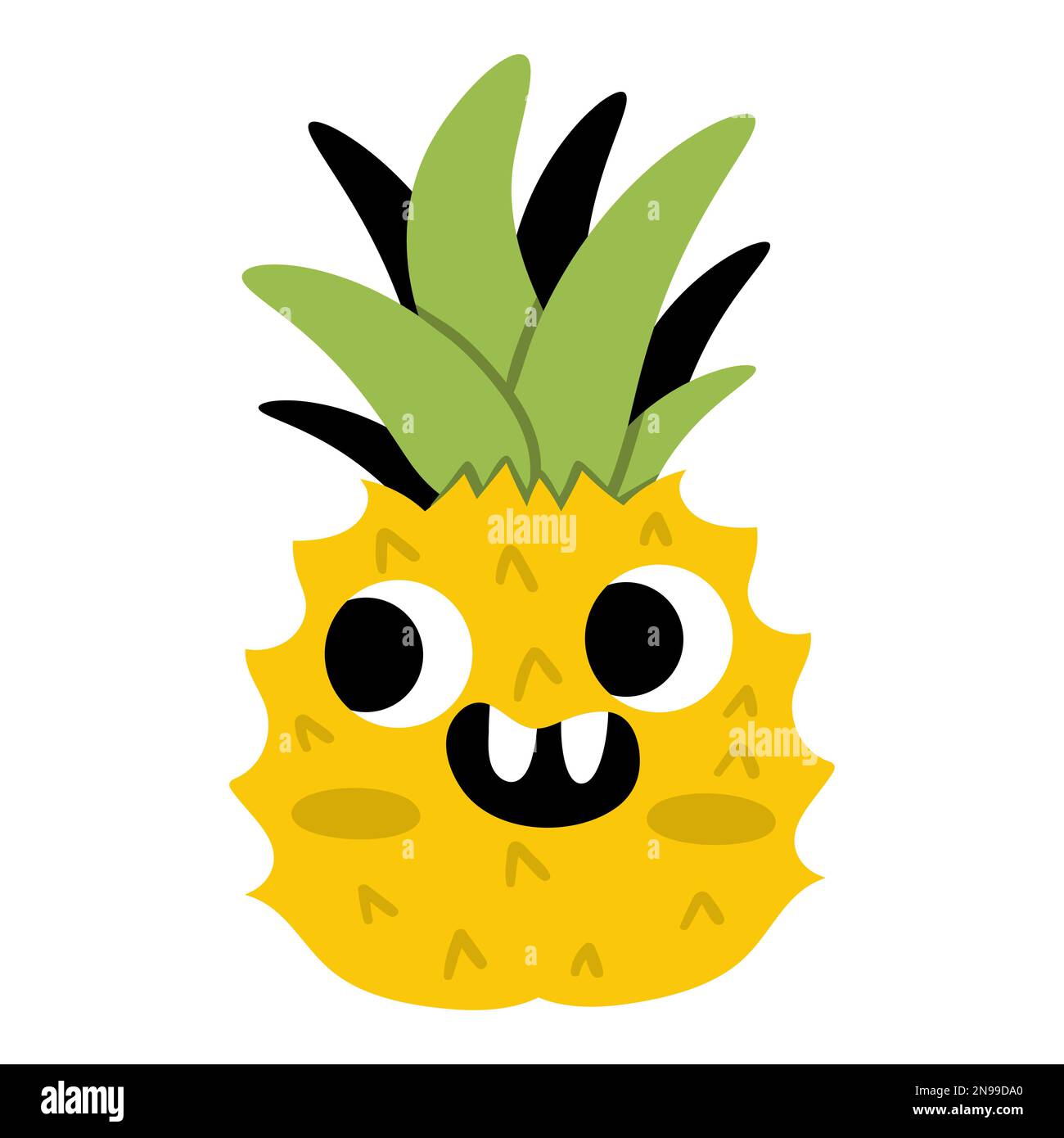 Vector funny kawaii pineapple icon. Pirate fruit illustration. Comic plant fruit with eyes and