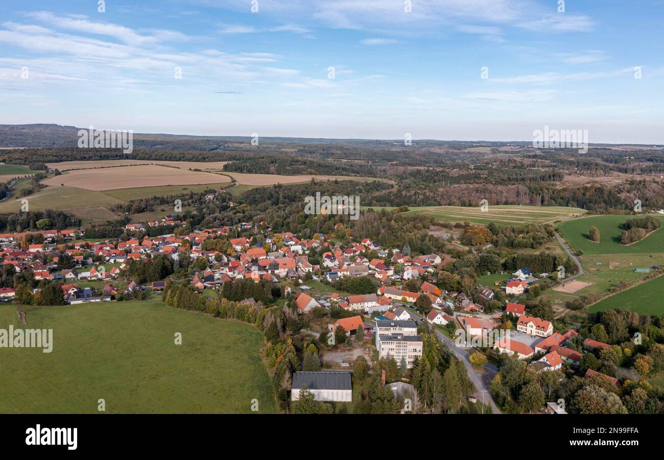 Aerial view of Strassberg Harz Stock Photo - Alamy