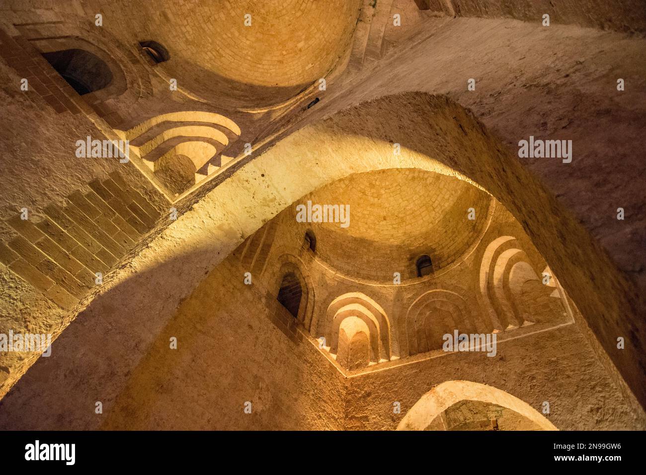 The interior of the Arab-Norman church of Saint John of the Hermits ...